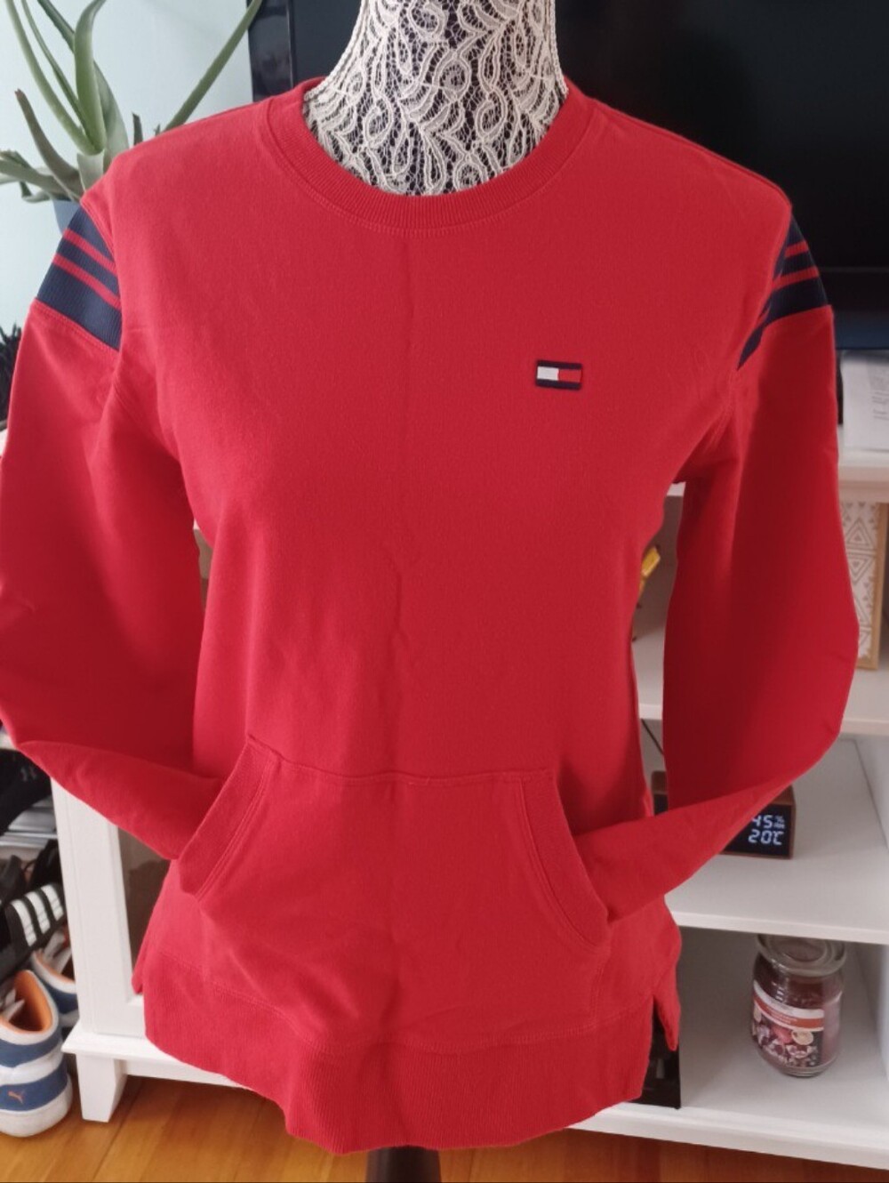 Tommy Hilfiger Sport Crew-neck Sweater With Kangaroo Front Pocket Classic Preppy